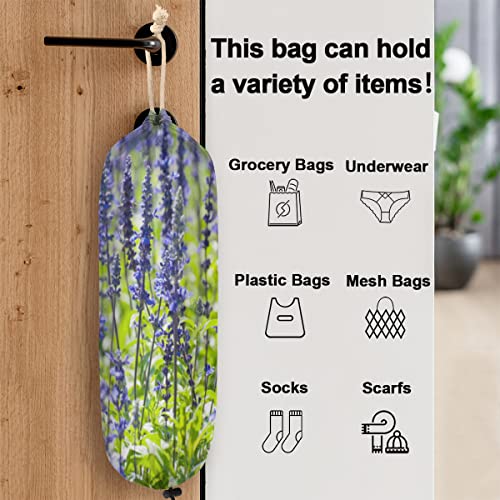 Lavender Plastic Bag Holder Wall Mount Grocery Bag Organizer Holder Hanging Trash Bag Storage Dispenser For Home Kitchen Pantry Door Organization Decor #TOP2