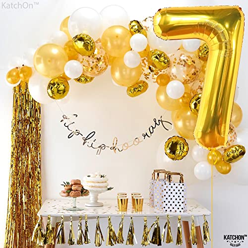 Image of KatchOn Gold Number 7 Balloon 40 Inch, 7th Birthday Balloon