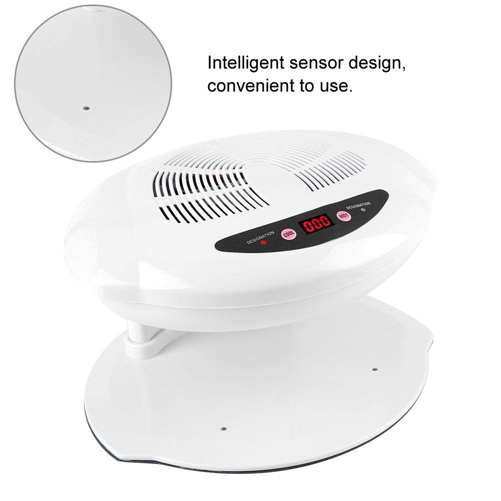 Secador Aire Uñas Esmalte Normal, 400W Secador de Uñas de Aire Frío y Caliente Profesional con Sensor para Curado de Uñas y Uñas de Los Pies(Blanco)