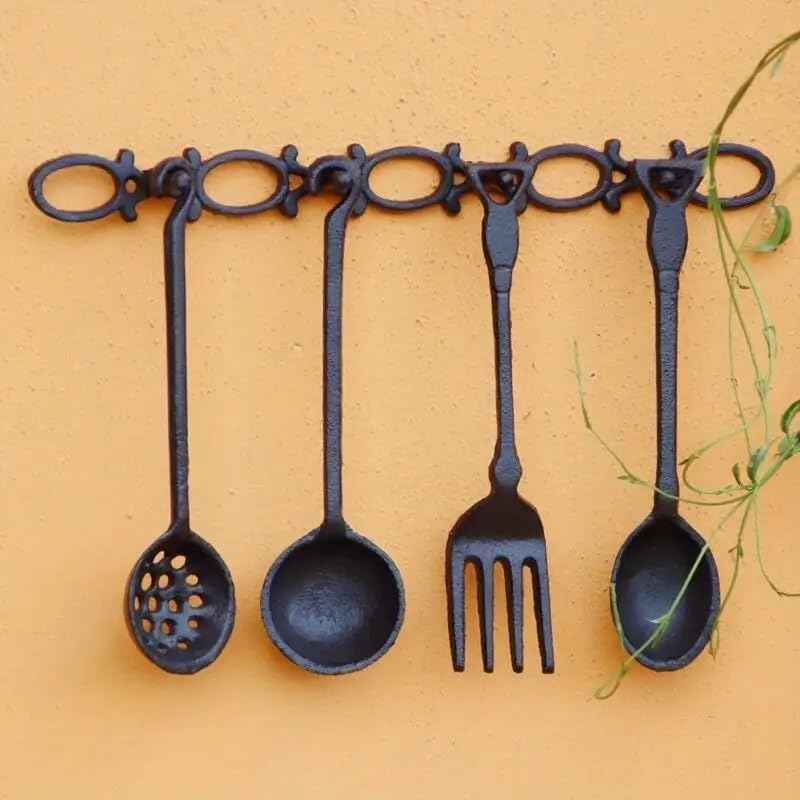 [Vintage Cast Iron Wall Decor] 1 Set Vintage Cast Iron Spoon and Fork Wall Decor Pendant - Decorative Ornaments, Gardening Garden Grocery, Suitable for Friends, Family, Housewives or Neighbors (Spoon and fork wall decoration) image 5