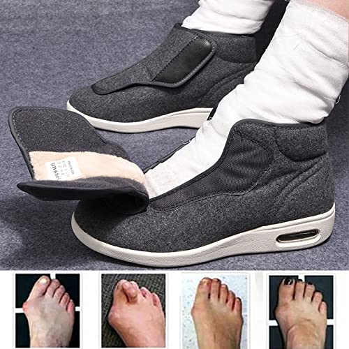 Orthopedic Slip On Walking Shoes,Winter Warm Plush Arthritis Swollen Feet Memory Foam Shoes Adjustable Closures Closed Toe No-Slip Boots OutdoorMen 9/Women 102