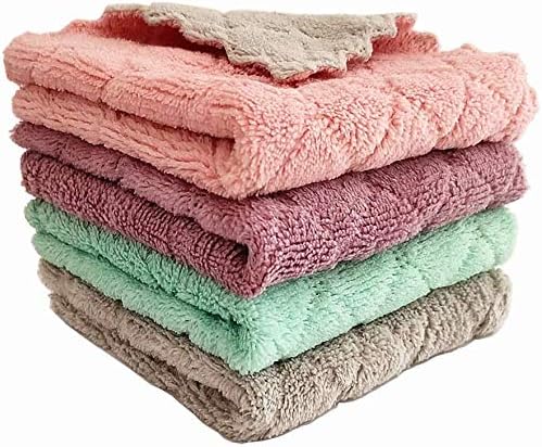 Synergy Collection SynSo Microfiber Cloth - Pack of 4 High Absorbent Cleaning Cloth; Lint Free; Streak Free for Kitchen; Bathroom; Furniture; Wood; Glass & Mirrors (25 * 25 cm) (Random Colors)
