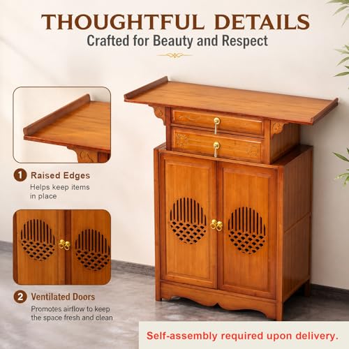 Mueble de altar de bambú de 100cm para oraciones en salón 3