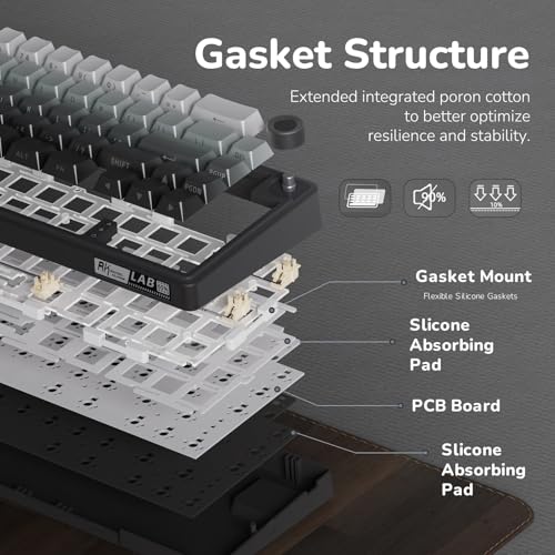 Image of RK ROYAL KLUDGE R65 Wired Gaming Keyboard with Volume Knob, 60% Percent RGB Backlit Mechanical Keyboard, Side Printed PBT Keycaps, QMK /VIA, 66 Keys Hot Swappable Beige Switch, Gradient Black