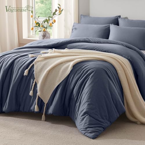 Image of Full Size Comforter Set, Comforters Full Size Luxury Ultra-Soft Jersey Knit Bedding Set, Blue Lightweight Down Alternative Bed Comforter for All Season, 3 Piece Bedding Set