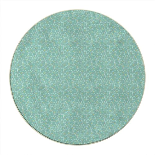 Botanical Round Custom Mat 3 FT Yellow Green Seafoam and Sage Green Chair Mat for Carpeted Floor Heavy Duty Floor Protector Office Chair Mat for Low and Medium Pile Carpet -  ExorDern