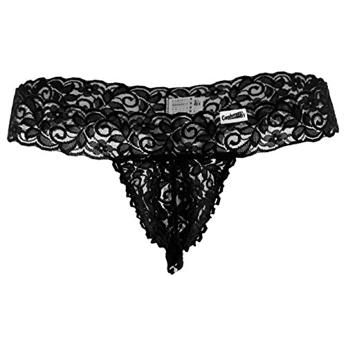 CandyMan 99315 Peek a Boo Thongs - Medium/Black