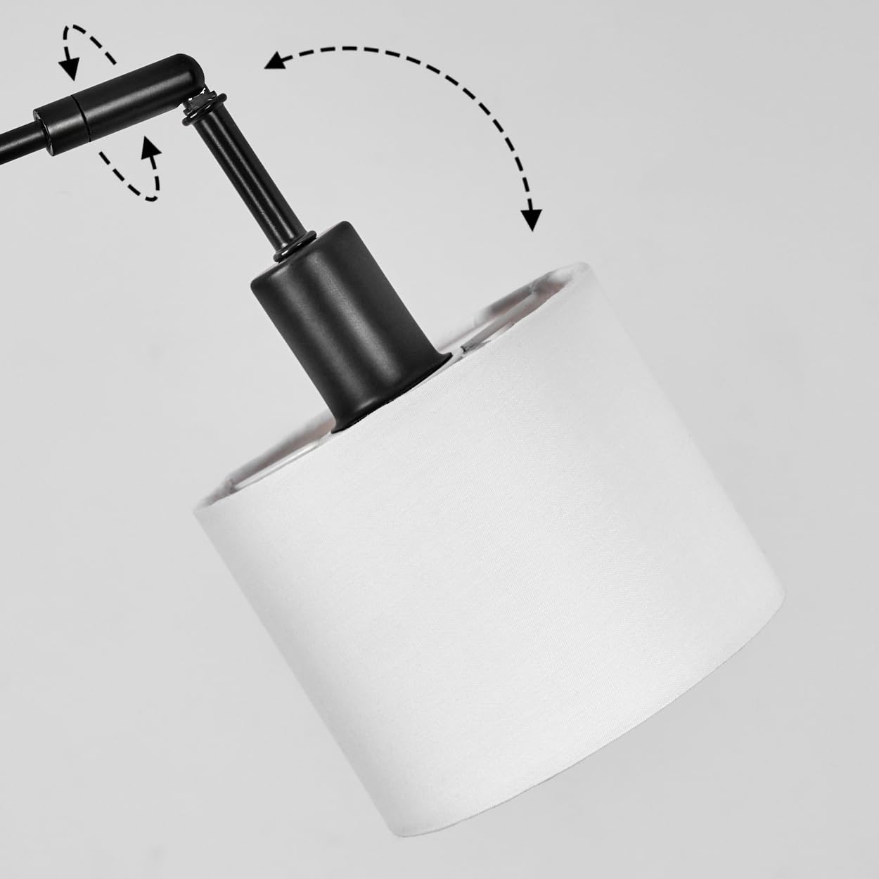 HOFSTEIN Stehleuchte Bassagoda, moderne Stehlampe mit Marmorfuß aus Metall/Stoff in Schwarz/Weiß, verstellbare Leuchte mit Fußschalter, E14, Wohnzimmer, Schlafzimmer, Flur, Büro