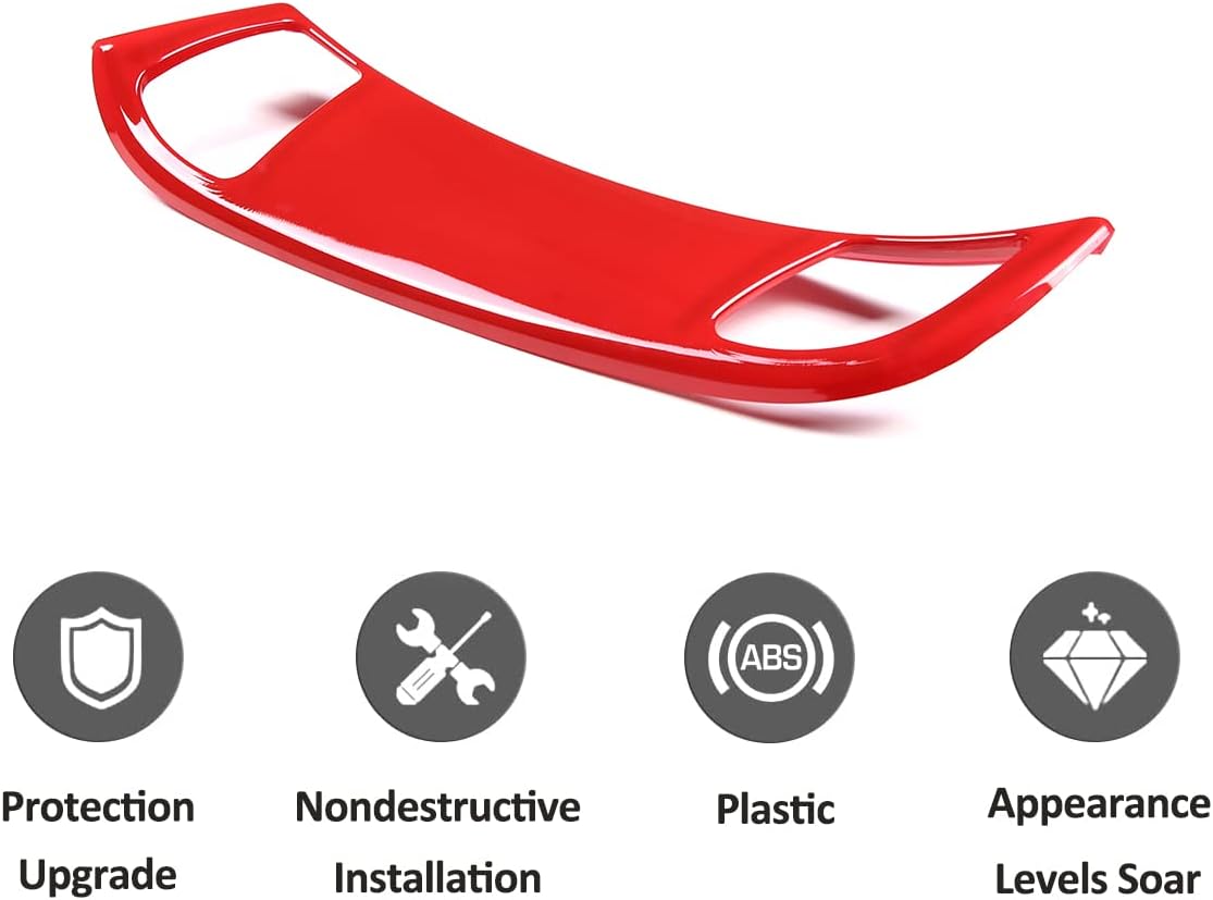 Car Interior Dashboard Panel Cover Trim Decoration Stickers for Chevrolet Corvette C7 2014-2019 Center Console Co-Pilot Strip Trim Sticker (Red)