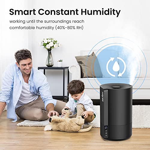 Sejoy Humidifiers Ultrasonic For Home, Humidifier For Baby, Humidifiers For Bedroom Kids, Humidifiers For Plants-Easy To Clean, Top Fill, Smart Constant Humidity, 7-Color 3-Speed, Black, 4L #TOP3