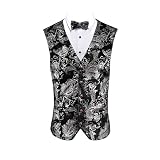 MQMYJSP Uomo Quattro Stagioni Hot Stamping Casual Vestito Formale Vest, M74 Argento, XXL