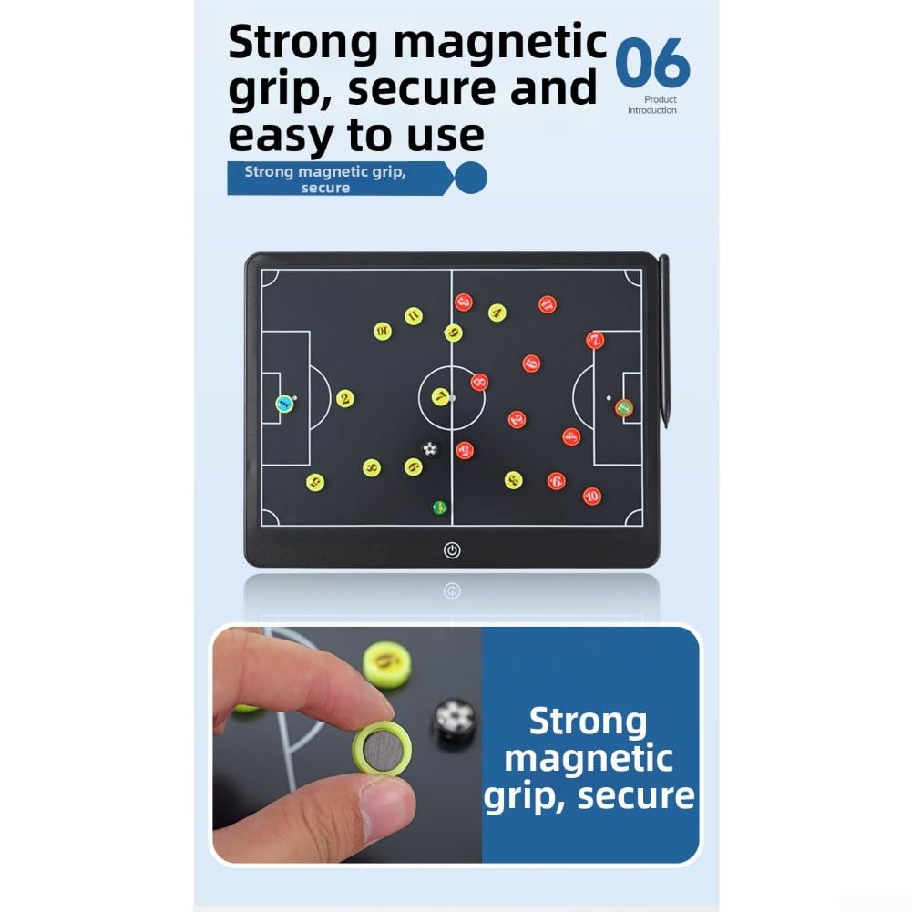 Tavola magnetica elettronica per allenatori di calcio, 1 set, lavagna strategica per calcio, basket, pallavolo, display LCD trasparente con un clic con forti marcatori magnetici, strumento di