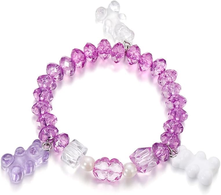 10 Pcs Pack Transparent Rose Bear Resin Pendants Cute Candy Resin Cartoon Bear Charms with Screw Eye for Bracelet Necklace Earring DIY Craft Jewelry Making Supplies Iridescent - Image 3