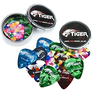 TIGER MuTIGER Médiators de guitare avec 2 boîtes de rangement – 24 médiators de taille moyenne - Les Beatles, Paul McCartney, John Lennon, RIngo Starr, George Harrison