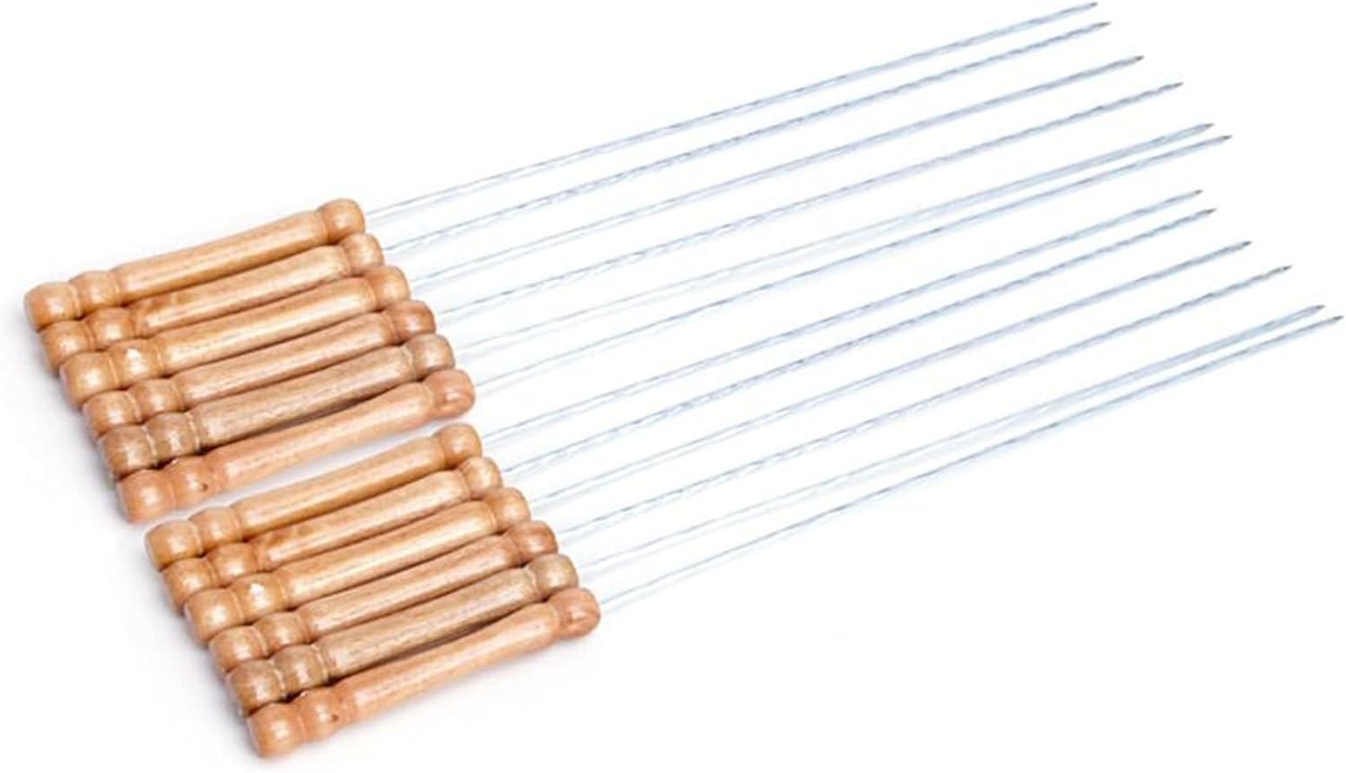 Skewers Stainless Steel Grill Barbecue Skewers Kebab Needle Stick Wooden Handle