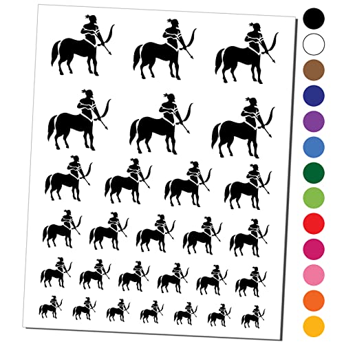 Centaur Mythical Creature Half Horse Man Saggitarius Temporary Tattoo Water Resistant Fake Body Art Set Collection - Black (One Sheet)