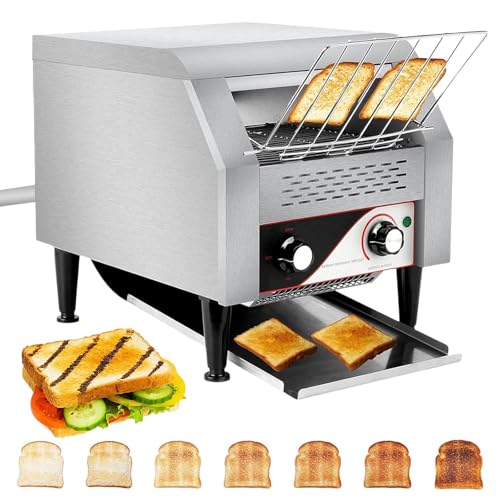 ZEEKYFOR Tostadora Comercial con Cinta Transportadora para Pan de Bagel y Alimentos Horneados, 300-450 Rebanadas por Hora, Tostadora Resistente de Acero Inoxidable para Restaurantes,300 Slices
