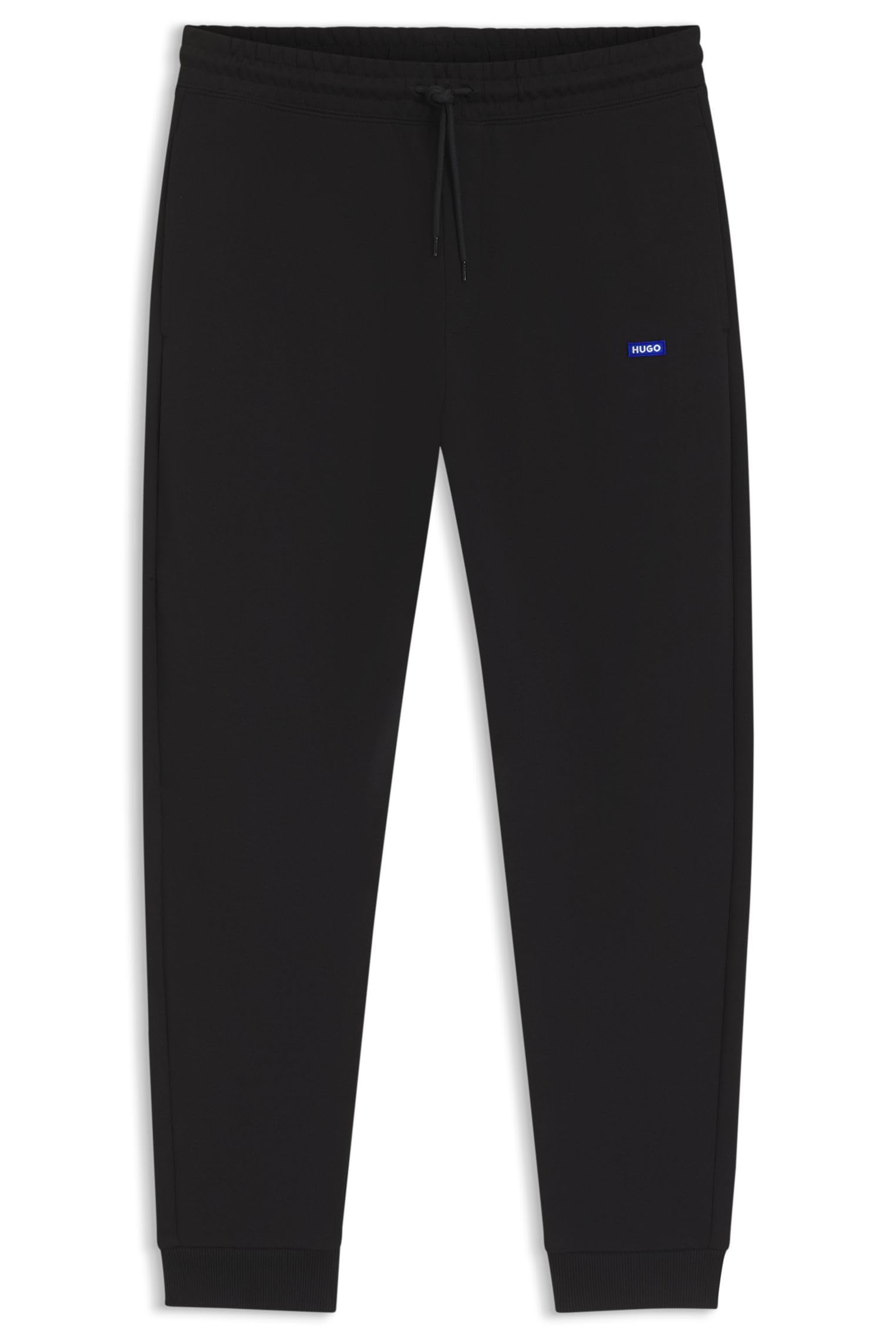 Hugo Men's Black Regular-Fit Cuffed Cotton Trousers