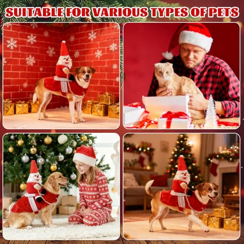 Hundekostüm Weihnachten, FuxFuis Hund Weihnachtskostüm Haustierkleidung Lustige Hundekostüme für Brustumfang 60-70cm Hunde, Party Hund Kostüm Weihnachtsmann Kostüm für Haustier (L)