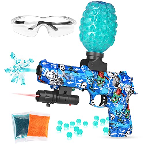 Electric with Gel Ball Blaster - JFIEEI Gel Blaster Gun with 10,000 Gel Balls, High Performance Full Auto Water Ball Blaster for Outdoor Activities by Boys and Girls Ages 12+ (Blue)