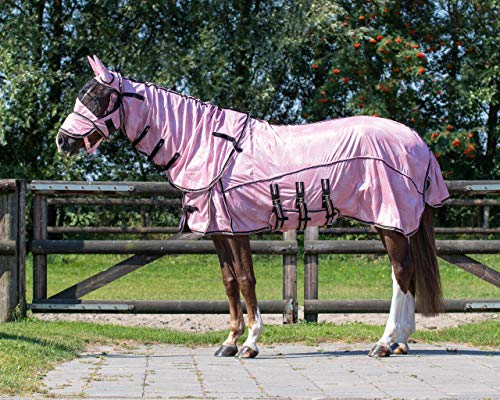 QHP - Manta antimoscas con cuello y capucha extraíble (115 cm), diseño de flores Cover