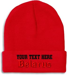 Custom Beanies for Men Belarus Belarusian Minsk Skull Cap Winter Hats Women Acrylic One Size Red Personalized Text Here