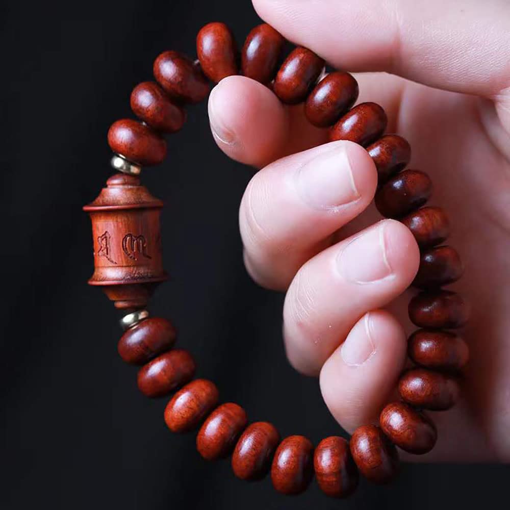 Koraliki Buddy, naszyjnik do medytacji, 11 mm zambijskie drzewo sandałowe, liczydło, bransoletka z koralikami, tybetańska drewniana bransoletka z koralikami buddy, z kółkiem modlitewnym,