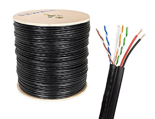 SolidRun by Sewell Cat6 +Power Siamese Cable,1000 ft, cm, Black CCA