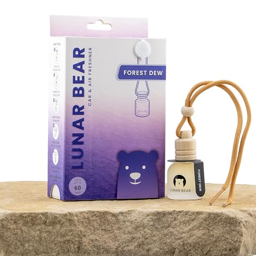 Image of LUNAR BEAR Forest Dew Car Air Freshener | Hanging Car Perfume Diffuser with Protective Case | Luxury Car Fragrance Made with Premium Essential Oils | Alcohol Free & Long Lasting