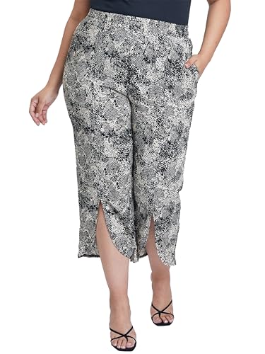 Women's Plus Size Linen Lounge Pant with Front Slip-Sale