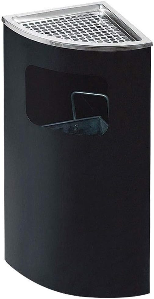 Waste Bins,Outdoor Ashtray Indoor and Outdoor Trash Cans Stainless Steel Trash Can, Trash Can with Ashtray, Fan S(Black) Outdoor Recyclibin/Black/a