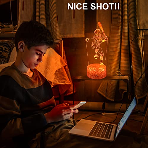 JMLLYCO Baseball Night Lights for Kids Baseball Gifts 16 Colors Change with Remote Control 3D Optical Illusion Baseball Decor Lamp As a Gift Ideas for Kids Boys Birthday Gifts (Baseball) - Thumbnail 4