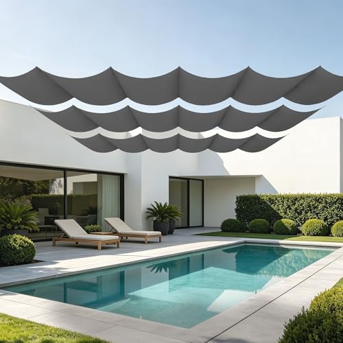 Voile d'ombrage imperméable et rétractable gris foncé 2x3m pour l'extérieur - 2