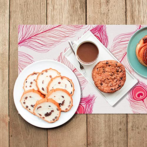Sets de table paon rose résistants à la chaleur et lavables - 7