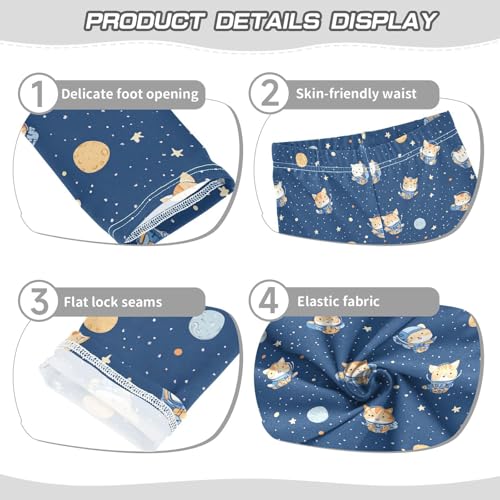 Wusikd Space Cats Girls' Leggings Toddler Doodles Kids Yoga Pants Dance Active Tights 4T3
