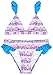 SHEKINI Bambine Bikini Triangolo 2 Pezzi Costumi da Bagno con Volant Bikini a Vita Bassa Carina Beachwear Floreale Rosa Hawaii (Cielo Blu, 10-12 Anni)