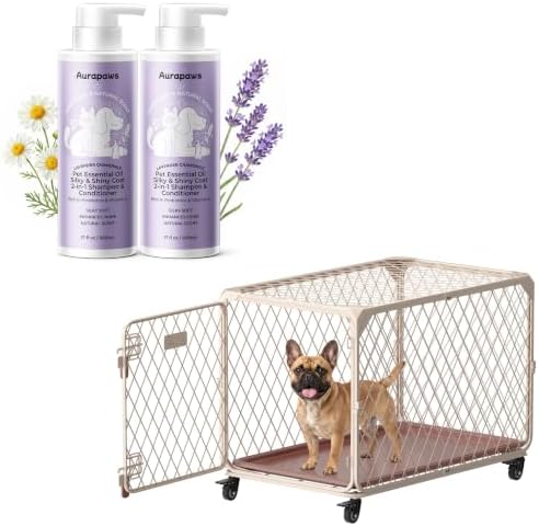 Aurapaws Probiotic Dog Shampoo and Conditioner & 30inch Dog Crate