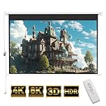 INMOZATA Electric Projector Screen 100 inch/221x124cm Motorised Projector Screen with Remote Control 16:9 Ratio Movie Screen for for Home Theater Cinema Office Video Game Outdoor Indoor-White