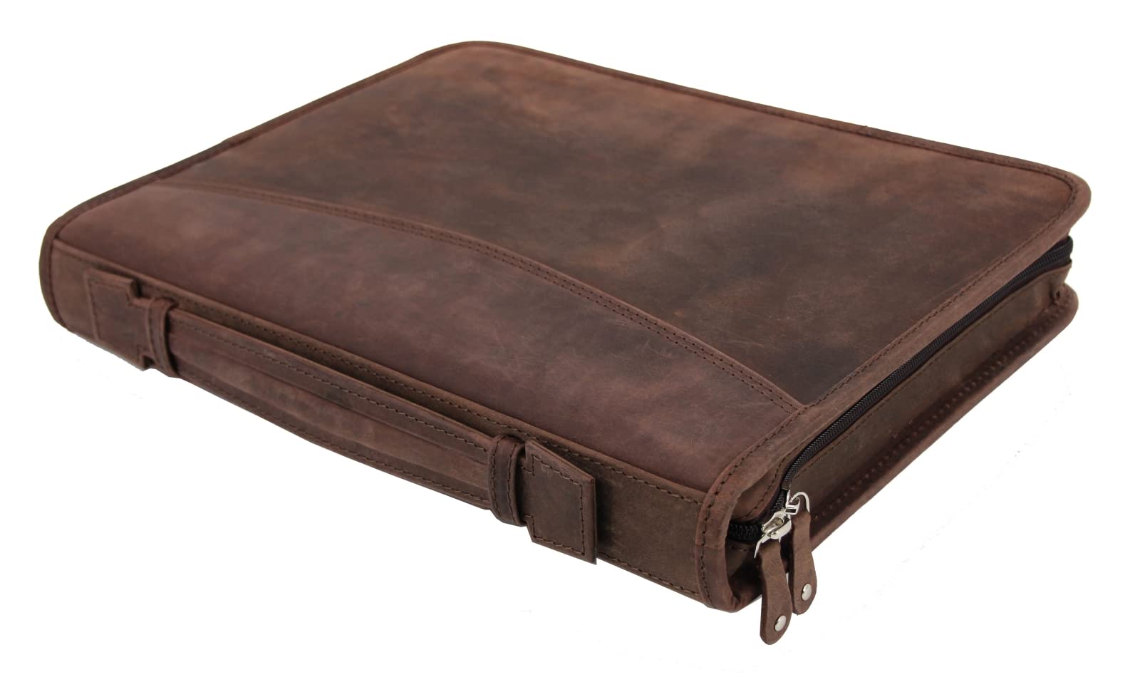 Pride and Soul 30125 - Ringbuchmappe A4 VIGGO, Schreibmappe mit Tablet-Fach, Businessmappe aus Leder, Mappe mit Notizblock, Organizer für Büro und Alltag, Tabletmappe ca. 35,5 x 28 x 5 cm, braun