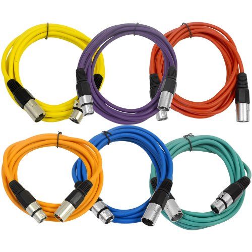 Seismic Audio - Saxlx-10Pyrogb2Bk - 8 Pack Of 10 Foot Xlr Microphone Cables 6 Color Coded & 2 Black Cords - 10' Xlr Mic Patch Cable Cords #TOP1