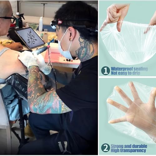 HOINCO 50 Stück Tattoo-Tablett-Abdeckungen, transparent, elastisch, Tattoo-Armlehnen. 90 x 110 cm