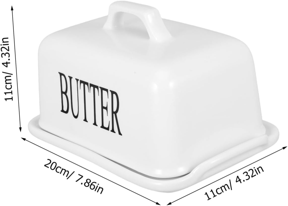 Ceramic Butter Dish with Lid Airtight Countertop Storage Crock for Butter and Cheese Capacity Porcelain Holder for Home and Restaurant Dining Vintage Style Kitchen Organizer
