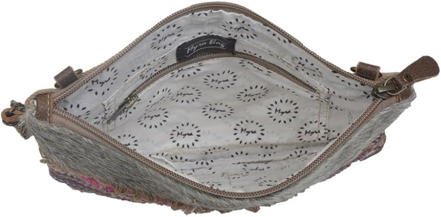 Myra Bag Laced Small & Cross-Body Bag Upcycled Cotton & Hair Leather S-2920