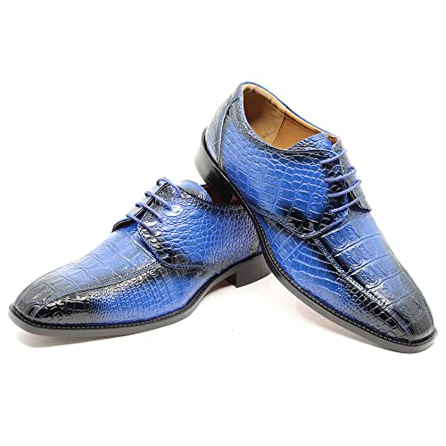 Men's Alligator Crocodile Print Oxford Fashion Lace Up Dress Shoe Croco-03 (Royal Blue, Us_Footwear_Size_System, Adult, Men, Numeric, Medium, Numeric_10) #TOP5