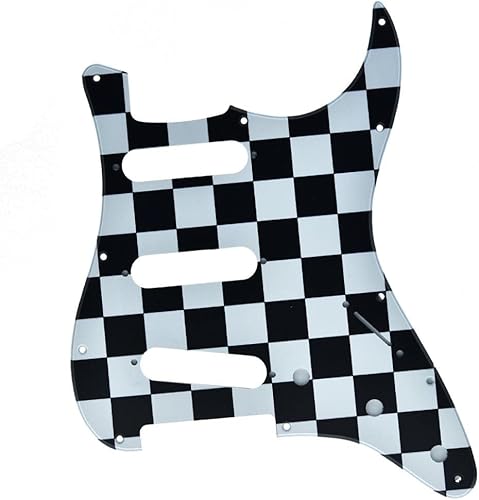 Miniatura 34 de KAISH 11 Agujero ST/Strat Estilo Pickguard SSS Pick Guard para USA/México Stratocaster/Strat Black Pearl Perla de abulón.