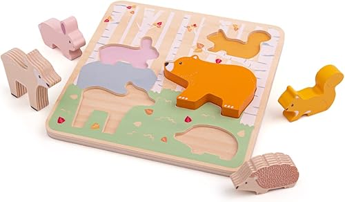 Miniatura 2 de Bigjigs Toys, FSC Certified Woodland Chunky Puzzle, Juguetes de madera, Rompecabezas de madera, Rompecabezas de bebé, Rompecabezas, Juguetes para