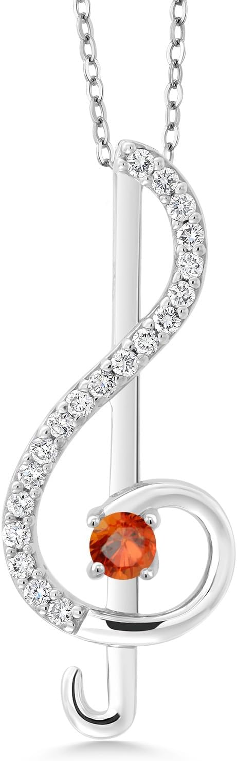 Gem Stone King Treble Clef Music Note Pendant Necklace For Women By Keren Hanan | 925 Sterling Silver | Round 3MM Gemstone Birthstone and White Moissanite | With 18 Inch Silver Chain image 5