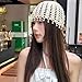 Boho Crochet Beanie Hat with Beads Tassel Fashion Hollow-Out Skull Cap Comfy Lightweight Knit Turban Hat Breathable Casual Headwear (Black)