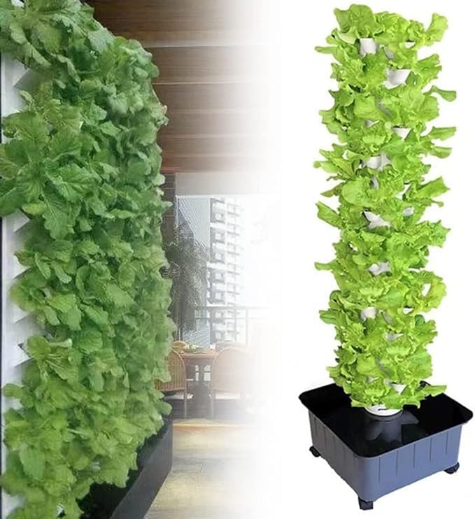 Sistema de Cultivo hidropónico en Torre Vertical, 15 Pisos, 45 Orificios, Kit de Cultivo hidropónico, Sistema de Cultivo hidropónico Vertical, Adecuado para Balcones Interiores de Casas