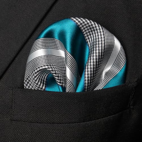 Image of JEMYGINS Mens Striped Tie and Lapel Pin Necktie Pocket Square and Tie Clip Sets for Business Casual 4PCS